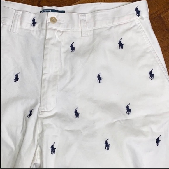 POLO by Ralph Lauren white Shorts w Navy Ponies 36 - Picture 3 of 8